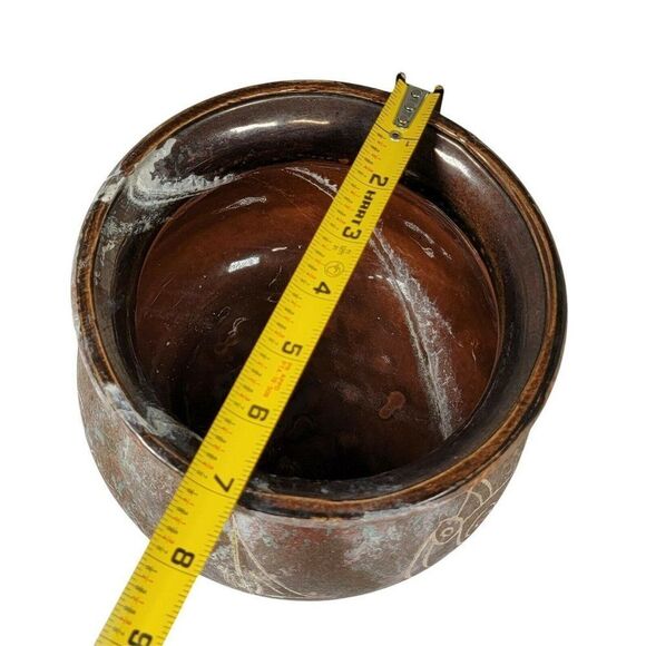 Vtg Kokopelli Petroglyph Studio Pottery Planter Bowl Tohono O'Odham ? NOT Signed - Picture 5 of 7